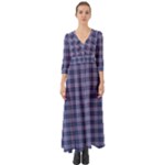 Purple Plaid Tartan 1 Button Up Boho Maxi Dress