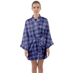 Purple Plaid Tartan 1 Long Sleeve Satin Kimono