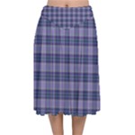 Purple Plaid Tartan 1 Velvet Flared Midi Skirt