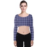 Purple Plaid Tartan 1 Velvet Long Sleeve Crop Top