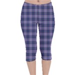 Purple Plaid Tartan 1 Velvet Capri Leggings 