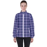 Purple Plaid Tartan 1 Women s High Neck Windbreaker