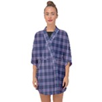 Purple Plaid Tartan 1 Half Sleeve Chiffon Kimono