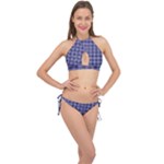 Purple Plaid Tartan 1 Cross Front Halter Bikini Set