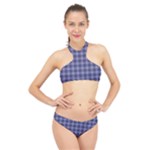 Purple Plaid Tartan 1 High Neck Bikini Set