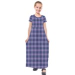 Purple Plaid Tartan 1 Kids  Short Sleeve Maxi Dress