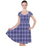 Purple Plaid Tartan 1 Cap Sleeve Midi Dress