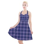 Purple Plaid Tartan 1 Halter Party Swing Dress 