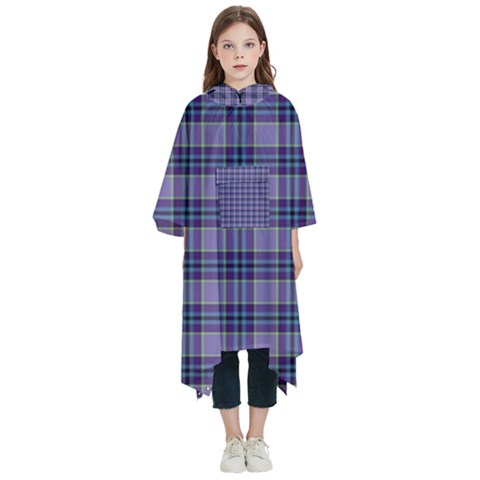 Purple Plaid Tartan 1 Kids  Hooded Rain Ponchos from ArtsNow.com