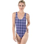 Purple Plaid Tartan 1 High Leg Strappy Swimsuit