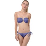 Purple Plaid Tartan 1 Twist Bandeau Bikini Set