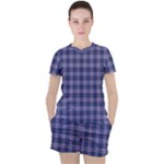 Purple Plaid Tartan 1 Women s T-Shirt and Shorts Set