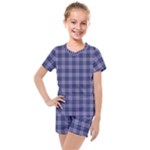 Purple Plaid Tartan 1 Kids  Mesh T-Shirt and Shorts Set