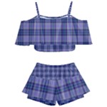 Purple Plaid Tartan 1 Kids  Off Shoulder Skirt Bikini