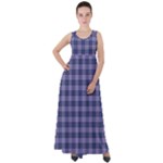 Purple Plaid Tartan 1 Empire Waist Velour Maxi Dress