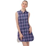 Purple Plaid Tartan 1 Sleeveless Shirt Dress