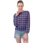 Purple Plaid Tartan 1 Banded Bottom Chiffon Top