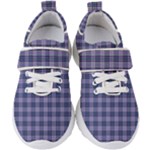 Purple Plaid Tartan 1 Kids  Velcro Strap Shoes