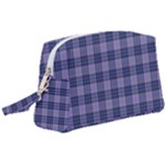 Purple Plaid Tartan 1 Wristlet Pouch Bag (Large)