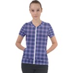 Purple Plaid Tartan 1 Short Sleeve Zip Up Jacket