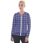 Purple Plaid Tartan 1 Velvet Zip Up Jacket