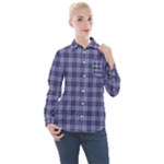 Purple Plaid Tartan 1 Women s Long Sleeve Pocket Shirt