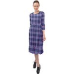 Purple Plaid Tartan 1 Ruffle End Midi Chiffon Dress