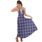 Purple Plaid Tartan 1 Backless Maxi Beach Dress