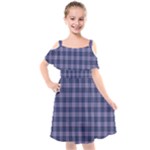 Purple Plaid Tartan 1 Kids  Cut Out Shoulders Chiffon Dress