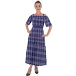 Purple Plaid Tartan 1 Shoulder Straps Boho Maxi Dress 