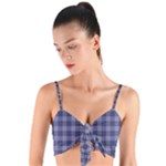 Purple Plaid Tartan 1 Woven Tie Front Bralet