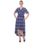 Purple Plaid Tartan 1 Front Wrap High Low Dress