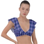 Purple Plaid Tartan 1 Plunge Frill Sleeve Bikini Top