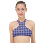 Purple Plaid Tartan 1 High Neck Bikini Top