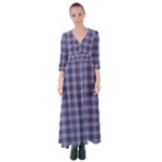 Purple Plaid Tartan 1 Button Up Maxi Dress