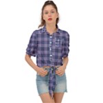 Purple Plaid Tartan 1 Tie Front Shirt 