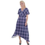 Purple Plaid Tartan 1 Cross Front Sharkbite Hem Maxi Dress