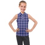 Purple Plaid Tartan 1 Kids  Sleeveless Polo T-Shirt