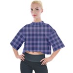 Purple Plaid Tartan 1 Mock Neck T-Shirt