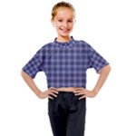 Purple Plaid Tartan 1 Kids Mock Neck T-Shirt