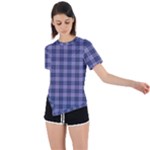 Purple Plaid Tartan 1 Asymmetrical Short Sleeve Sports T-Shirt