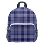 Purple Plaid Tartan 1 Kids  Age 5-10 Lightweight School Backpack with Side Pockets