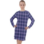 Purple Plaid Tartan 1 Long Sleeve Hoodie Dress