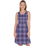 Purple Plaid Tartan 1 Knee Length Skater Dress With Pockets