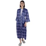 Purple Plaid Tartan 1 Maxi Satin Kimono