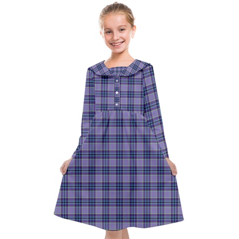 Purple Plaid Tartan 1 Kids  Midi Sailor Dress from ArtsNow.com