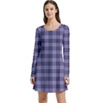 Purple Plaid Tartan 1 Long Sleeve Velour Skater Dress