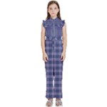 Purple Plaid Tartan 1 Kids  Sleeveless Ruffle Edge Band Collar Chiffon One Piece