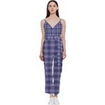 Purple Plaid Tartan 1 V-Neck Camisole Jumpsuit