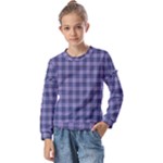 Purple Plaid Tartan 1 Kids  Long Sleeve T-Shirt with Frill 